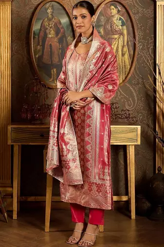 Women Ethnic Motifs Regular Kurta with Trousers & With Dupatta