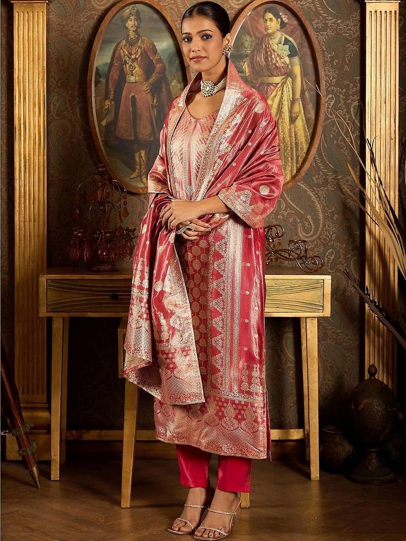Women Ethnic Motifs Regular Kurta with Trousers & With Dupatta