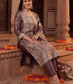 Women Ethnic Motifs Embroidered Regular Kurta with Trousers & With Dupatta