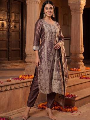 Women Ethnic Motifs Embroidered Regular Kurta with Trousers & With Dupatta 5