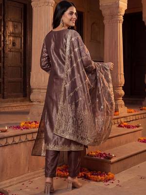 Women Ethnic Motifs Embroidered Regular Kurta with Trousers & With Dupatta 6