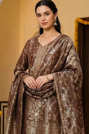 Women Regular Kurta with Trousers & With Dupatta