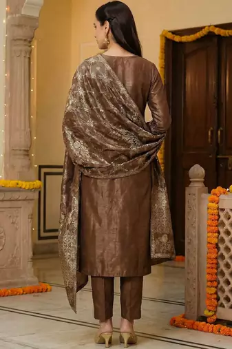 Women Ethnic Motifs Regular Kurta with Trousers & With Dupatta