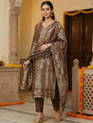 Women Ethnic Motifs Regular Kurta with Trousers & With Dupatta 1