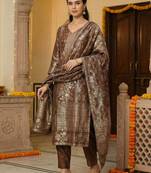 Women Ethnic Motifs Regular Kurta with Trousers & With Dupatta