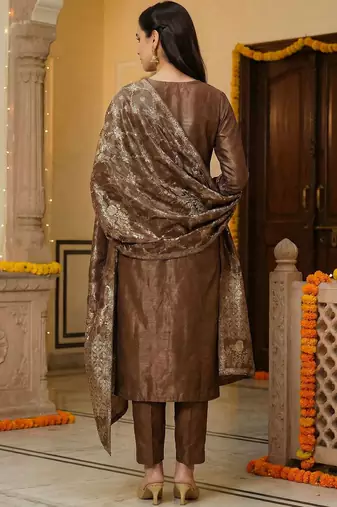 Women Ethnic Motifs Regular Kurta with Trousers & With Dupatta