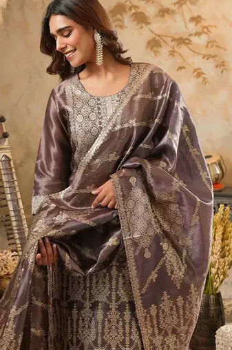 Women Ethnic Motifs Regular Kurta with Trousers & With Dupatta