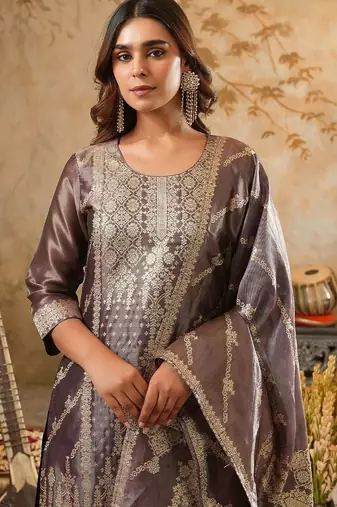 Women Ethnic Motifs Regular Kurta with Trousers & With Dupatta