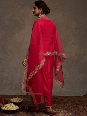 Women Ethnic Motifs Embroidered Regular Thread Work Liva Kurta with Trousers & With Dupatta 3