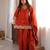 Premium  roman  silk embroidery sequence and jari work rust readymade salwar suit