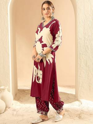 Women Floral Printed Regular Sequinned Kurta with Salwar 4