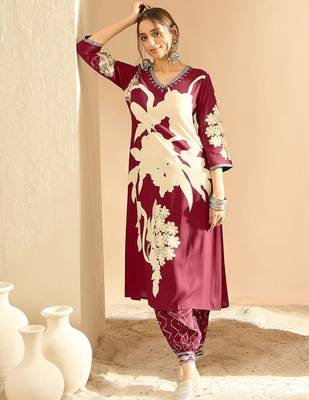 Women Floral Printed Regular Sequinned Kurta with Salwar 5
