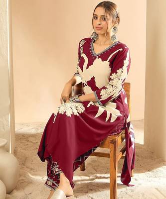 Women Floral Printed Regular Sequinned Kurta with Salwar 7