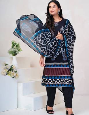 Women Paisley Printed Regular Sequinned Pure Cotton Kurta with Trousers & With Dupatta 1