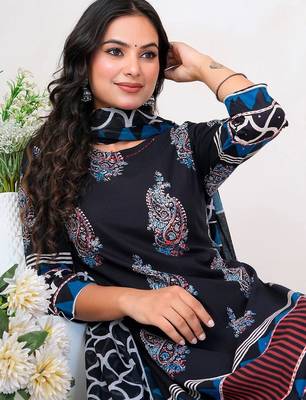 Women Paisley Printed Regular Sequinned Pure Cotton Kurta with Trousers & With Dupatta 2