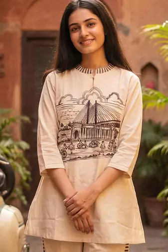 Women Ethnic Motifs Printed Regular Kurti with Trousers