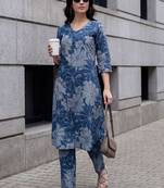 Women Floral Printed Regular Pure Cotton Kurta with Trousers