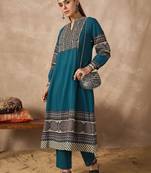 Women Printed Regular Pure Cotton Kurta with Trousers