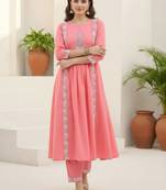 Women Ethnic Motifs Embroidered Panelled Thread Work Pure Cotton Kurta with Trousers