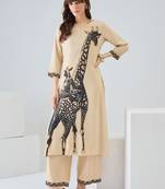 Women Animal Printed Regular Kurta with Trousers