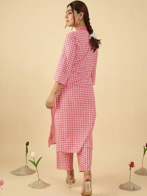 Women Regular Thread Work Pure Cotton Kurta with Trousers 5