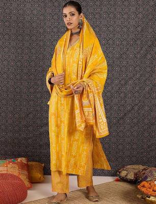 Women Ethnic Motifs Printed Regular Chanderi Silk Kurta with Trousers & With Dupatta 2