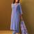 Floral Regular Thread Work Kurta With Trousers & Dupatta