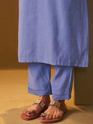 Floral Regular Thread Work Kurta With Trousers & Dupatta 7