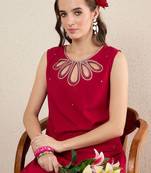 Women Solid Embroidered Kurta with Trousers