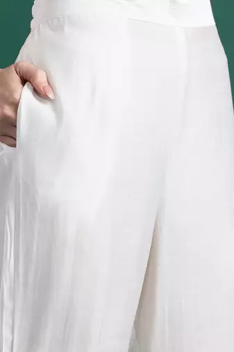 Floral Embroidered Thread Work Kurta With Trousers & Dupatta