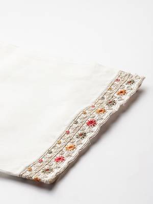 Floral Embroidered Thread Work Kurta With Trousers & Dupatta 9