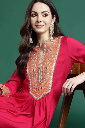 Ethnic Motifs Embroidered Kurta with Trousers