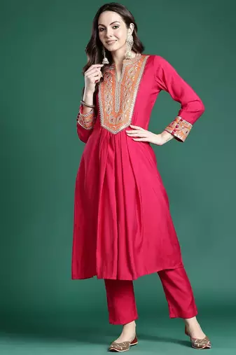 Ethnic Motifs Embroidered Kurta with Trousers