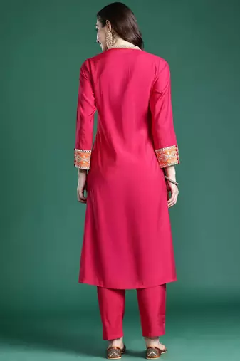 Ethnic Motifs Embroidered Kurta with Trousers