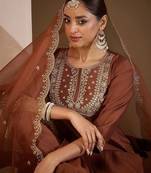 Women Ethnic Motifs Embroidered Regular Liva Kurta with Trousers & With Dupatta
