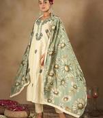 Floral Embroidered U-Neck Straight Kurta With Trousers And Dupatta