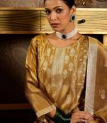 Ethnic Motifs Woven Design Zari Straight Kurta With Trousers & Dupatta