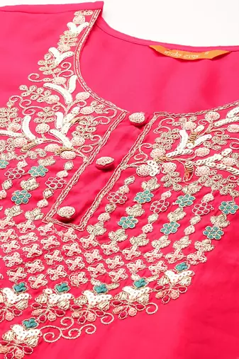Ethnic Motifs Embroidered Sequinned Kurta With Trousers & Dupatta