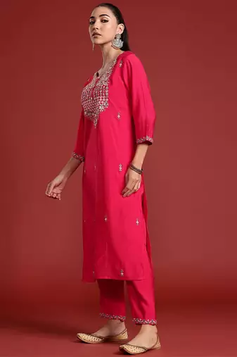 Ethnic Motifs Embroidered Sequinned Kurta With Trousers & Dupatta