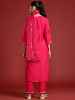Ethnic Motifs Embroidered Sequinned Kurta With Trousers & Dupatta 6