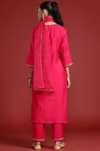 Ethnic Motifs Embroidered Sequinned Kurta With Trousers & Dupatta