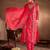 Bandhani Printed V-Neck Zari Silk Chiffon Straight Kurta With Trousers & Dupatta
