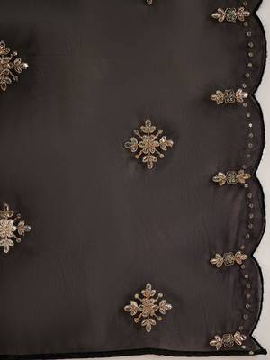 Ethnic Motifs Embroidered Gotta Patti Straight Kurta with Trousers & Dupatta 7