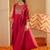 Chevron Embroidered Sequinned Liva A-Line Kurta With Trousers & With Dupatta