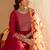 Chevron Embroidered Sequinned Liva A-Line Kurta With Trousers & With Dupatta