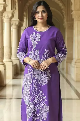Women Floral Embroidered Kurta with Trousers