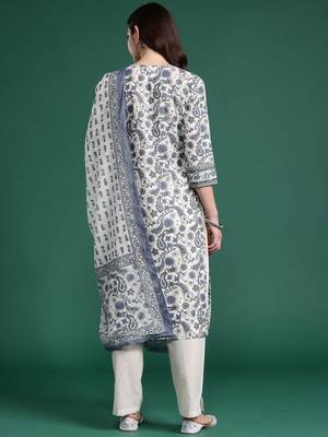 Ethnic Motifs Printed Panelled Pure Cotton Kurta with Trousers & Dupatta 6