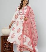 Ethnic Motifs Printed Empire Pure Cotton Kurta with Palazzos & Dupatta