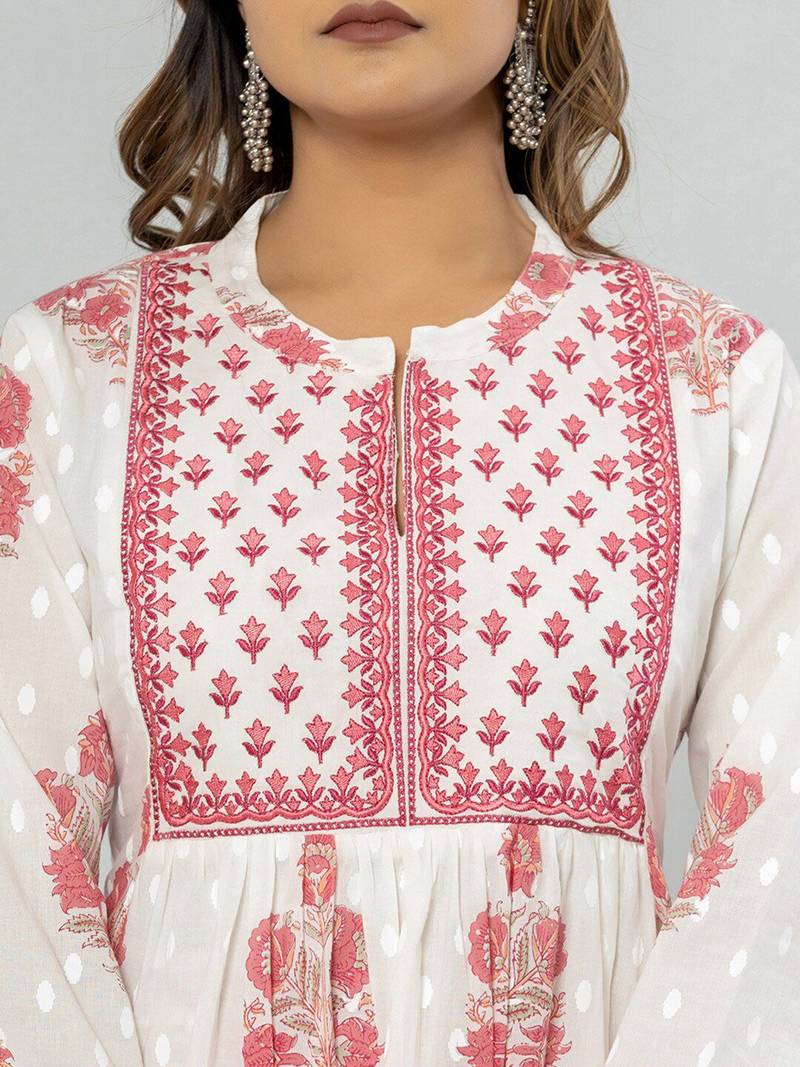 Ethnic Motifs Printed Empire Pure Cotton Kurta with Palazzos & Dupatta