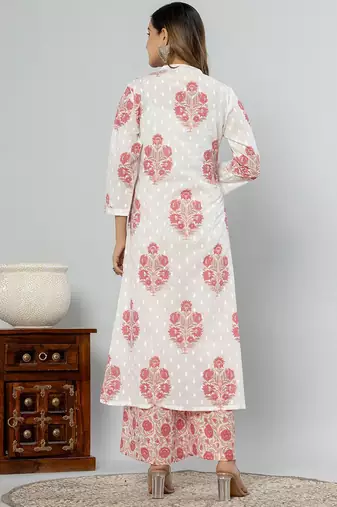 Ethnic Motifs Printed Empire Pure Cotton Kurta with Palazzos & Dupatta